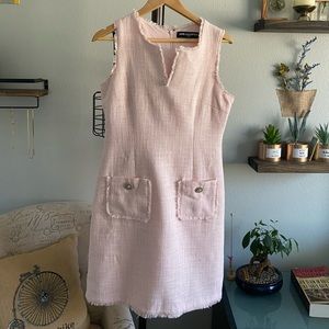 Karl lagerfield blush pink tweed midi dress